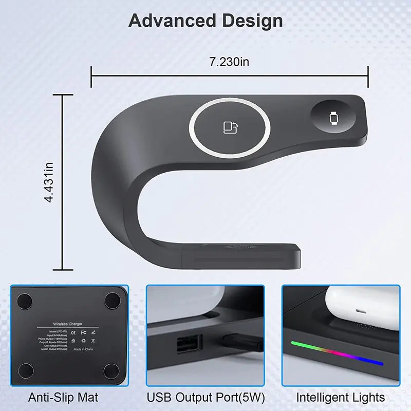 Triple Device Wireless Charging Hub